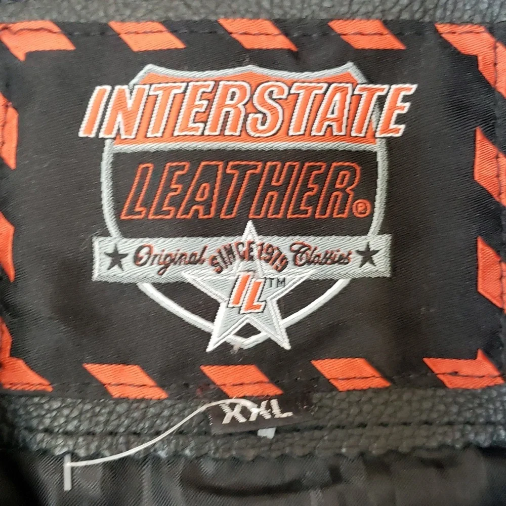 Interstate Leather Black Zipper Closure Moto Vest, Size XXL